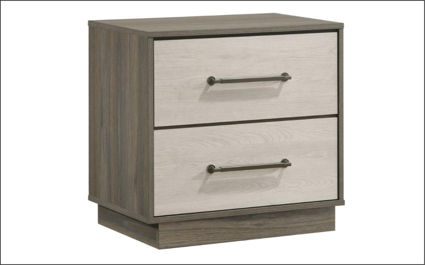 Fenwick 2-drawer Nightstand Bedside Table Grey Oak