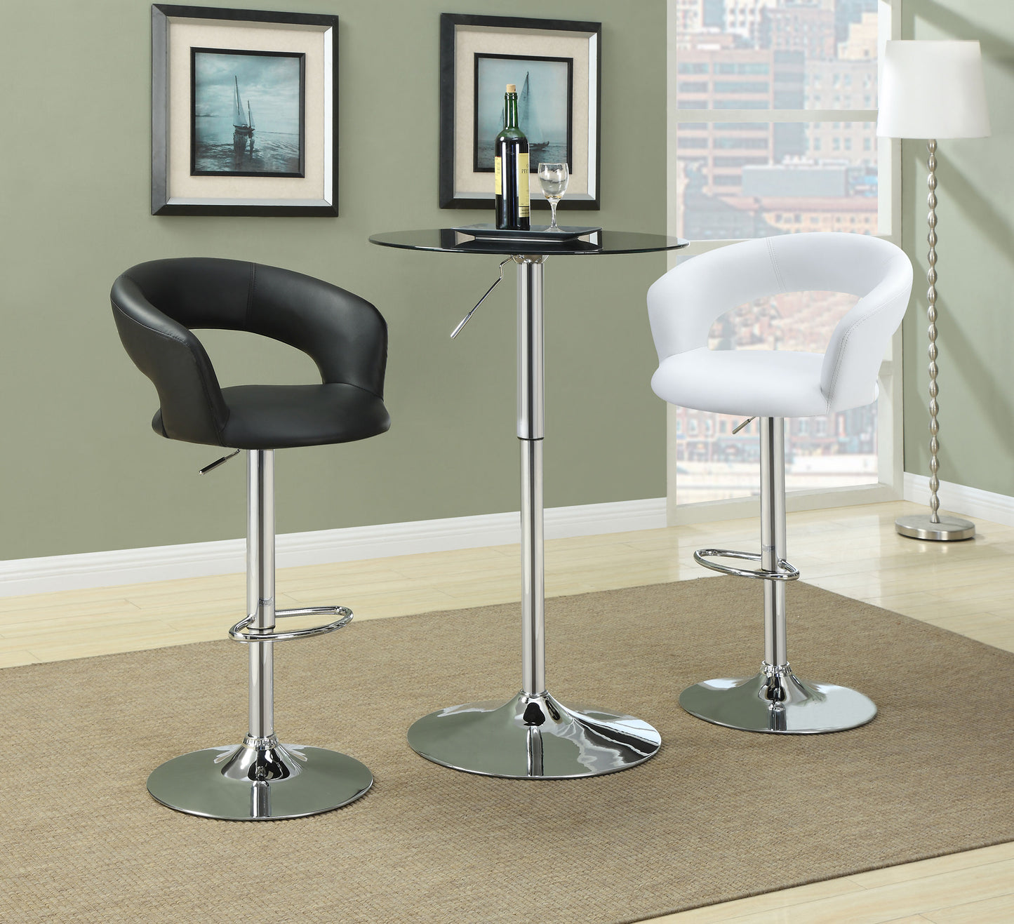 Barraza 29-inch Adjustable Height Bar Stool Black and Chrome