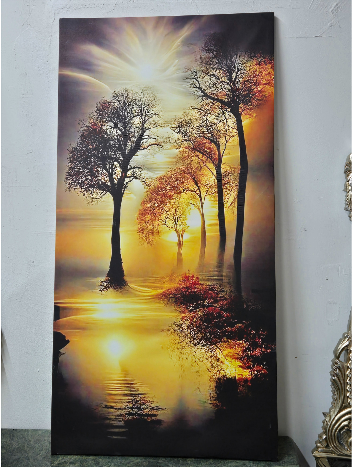 Golden Sunrise Forest Wall Art 59.1" H x 29.5" W (150 x 75 cm)