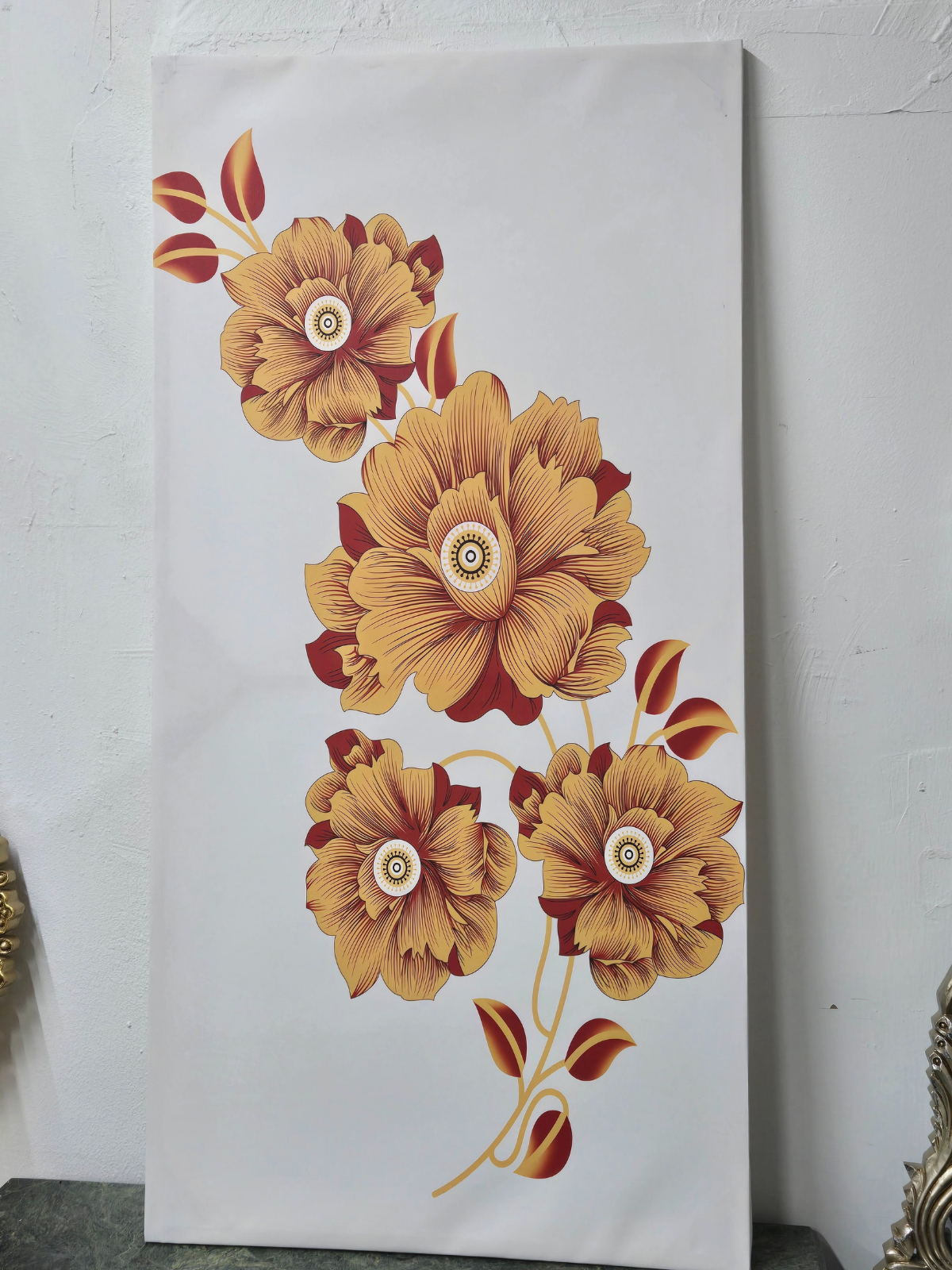 Golden Bloom Vertical Floral Canvas 59.1" H x 29.5" W (150 x 75 cm)