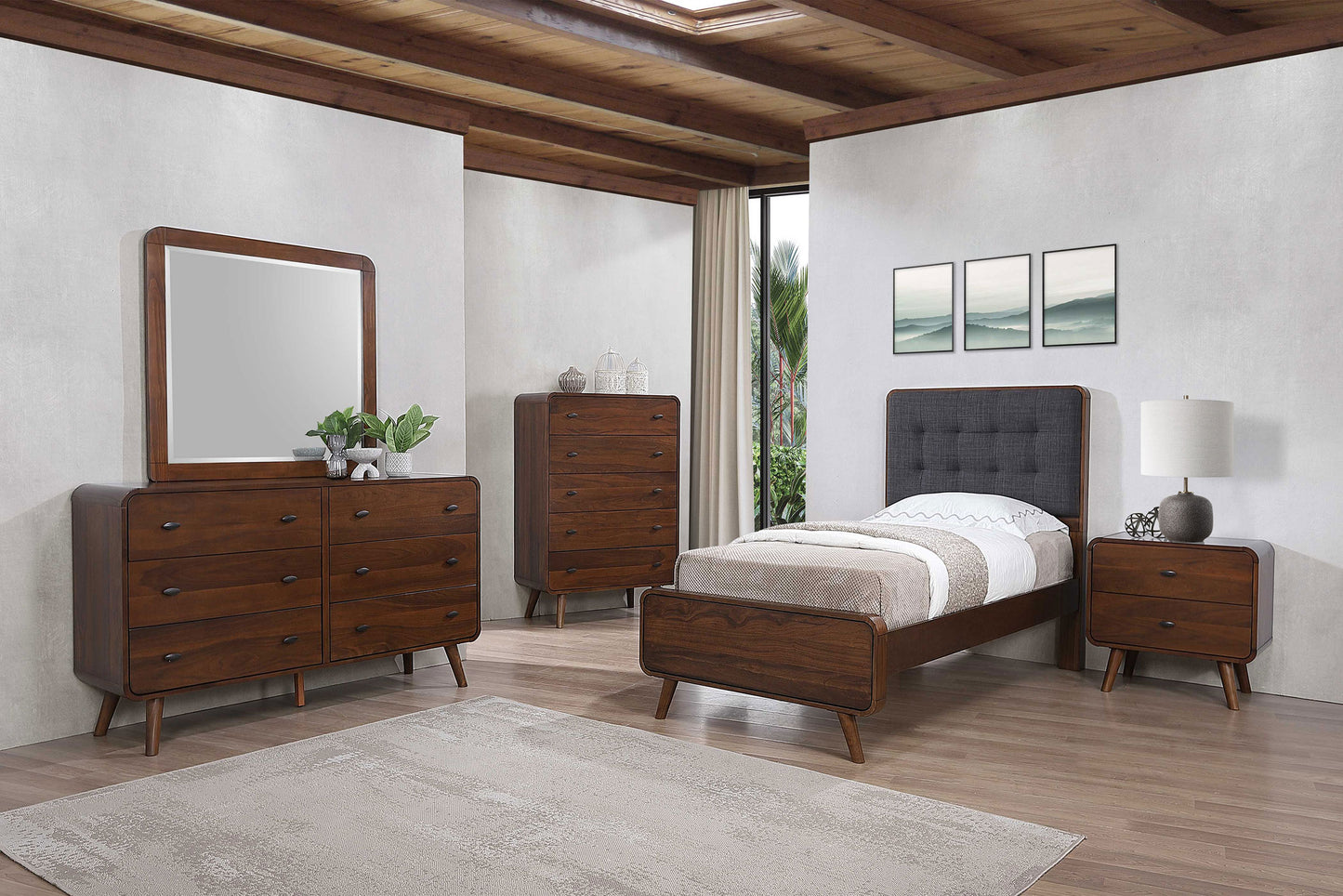 Robyn Wood Twin Platform Bed Dark Walnut