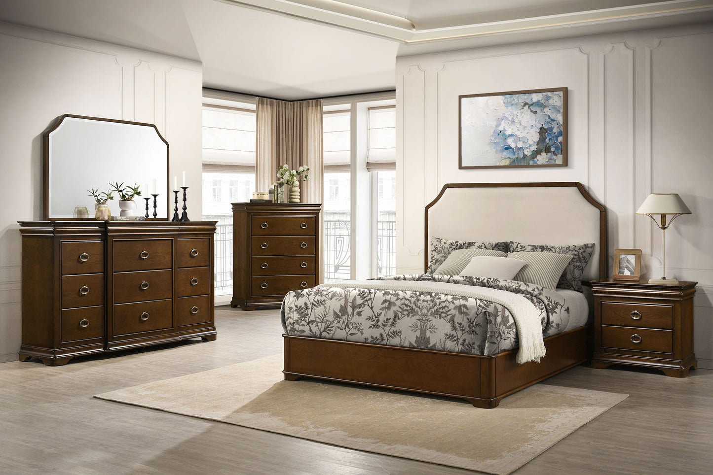 Garland 58-inch Queen Panel Bed Cream and Brown Cherry