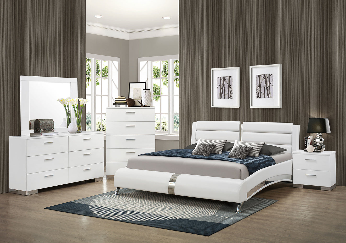 Jeremaine Upholstered Eastern King Sleigh Bed White