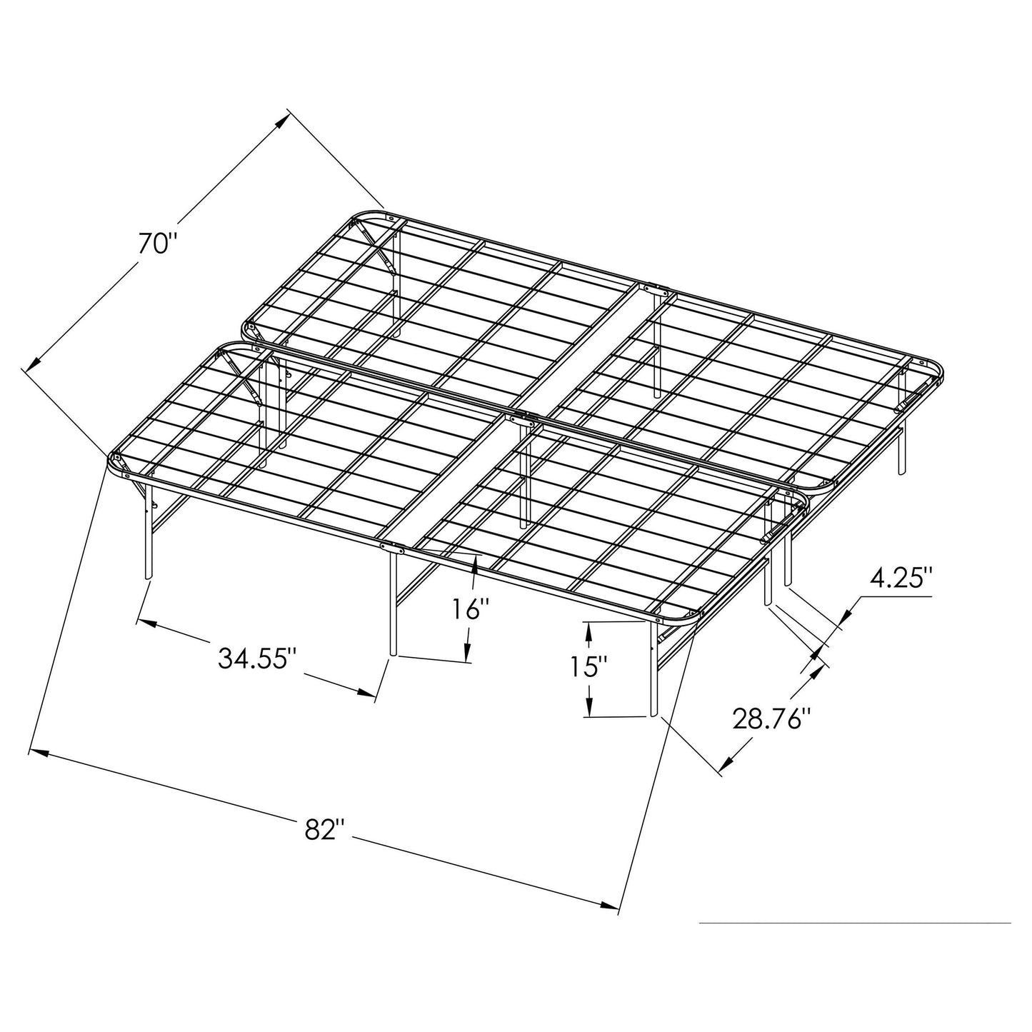 Mabel Metal California King Support Platform Bed Black