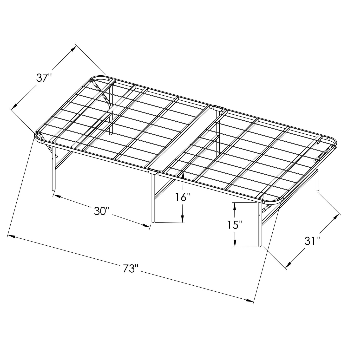 Mabel Metal Twin Mattress Support Platform Bed Black