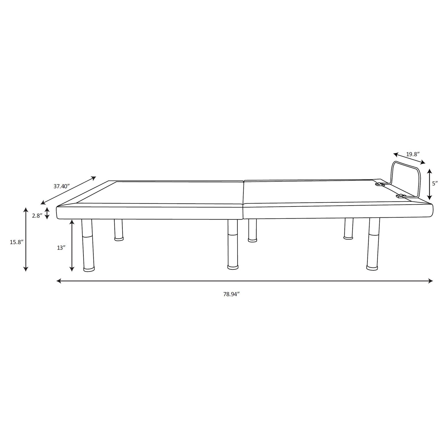 Clara Twin Extra Long Adjustable Bed Base Grey and Black