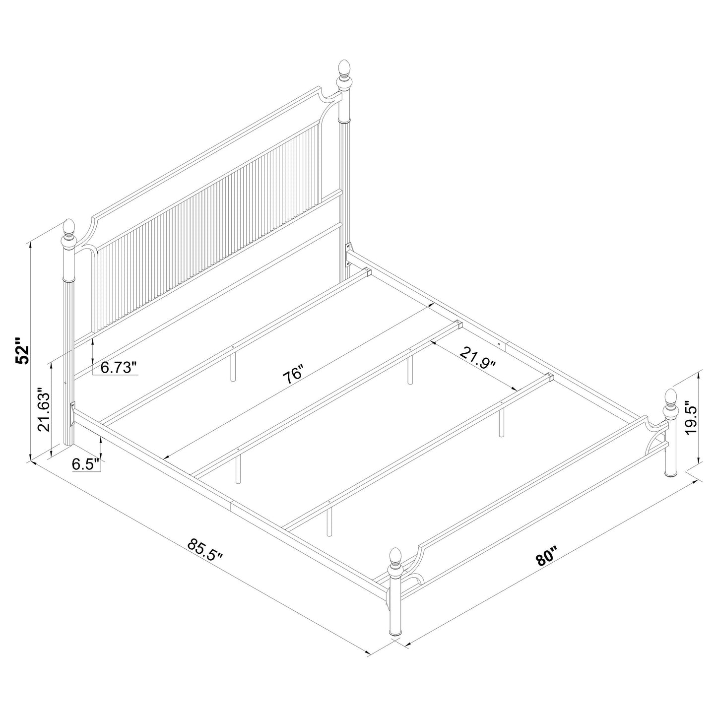 Cameron 51-inch Metal Eastern King Panel Bed Black