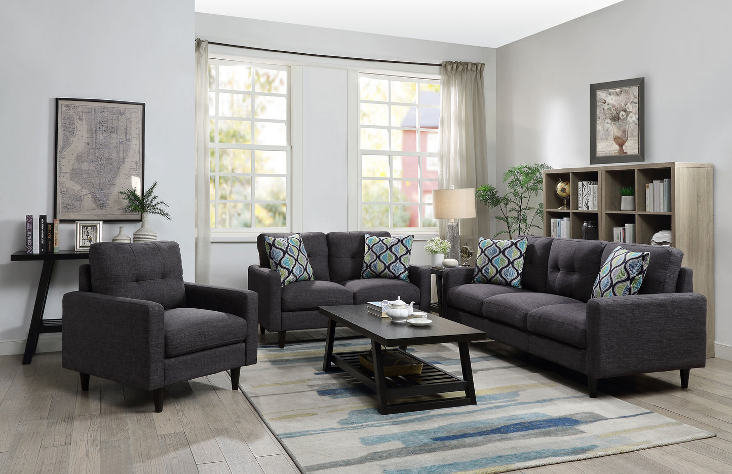 Watsonville Upholstered Track Arm Tufted Sofa Grey