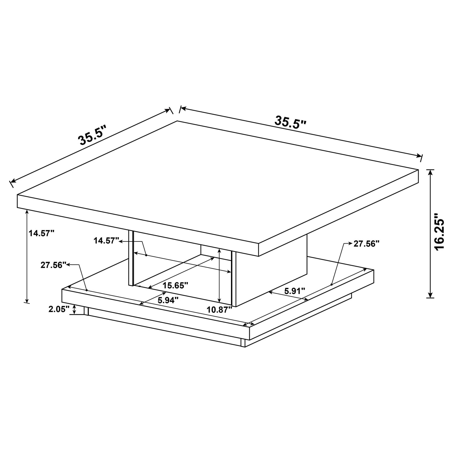 Reston 3-piece Square Coffee and End Table Set Cappuccino