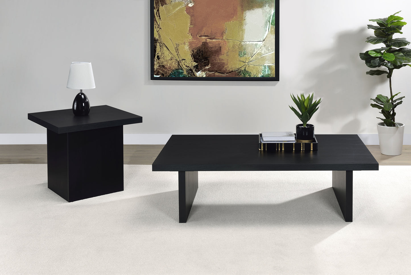 Devar Square Engineered Laminate End Side Table Black