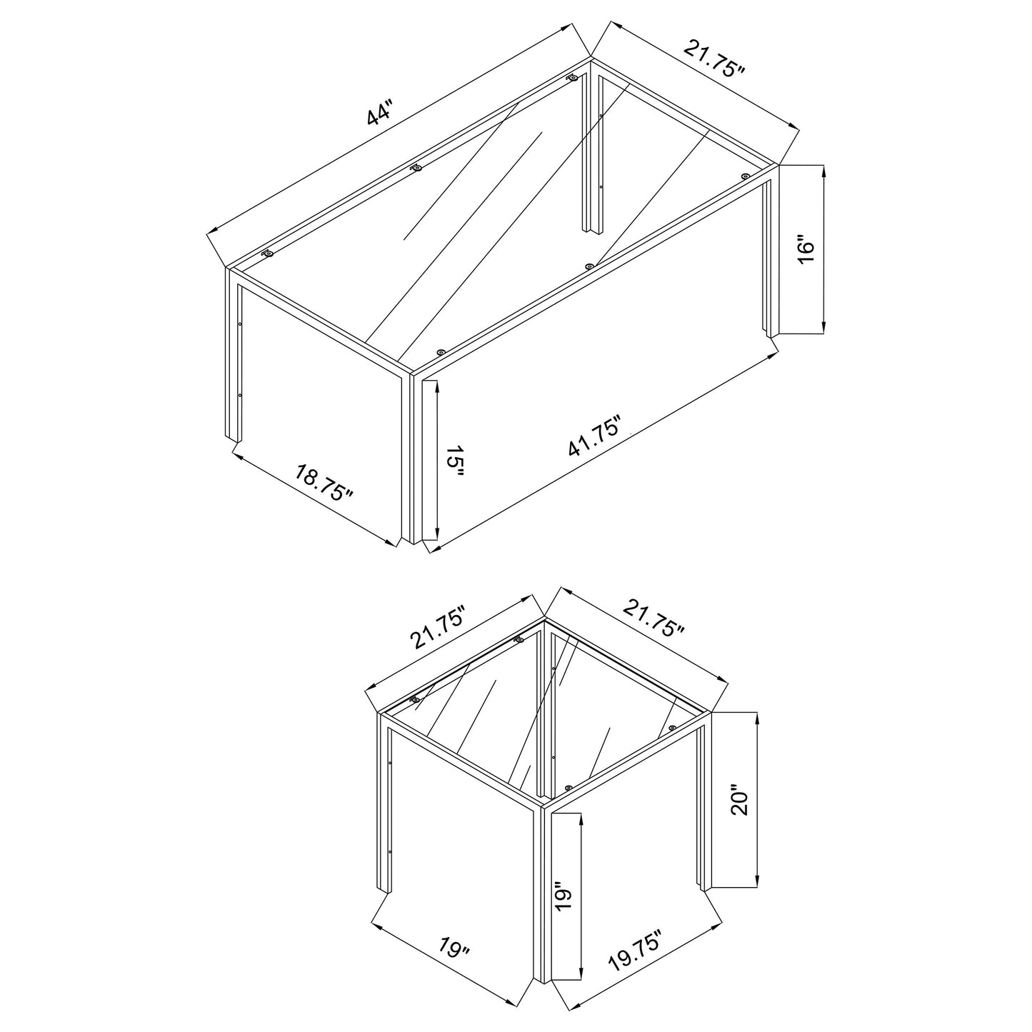 Brock Rectangular Glass Top Coffee Table Set Black