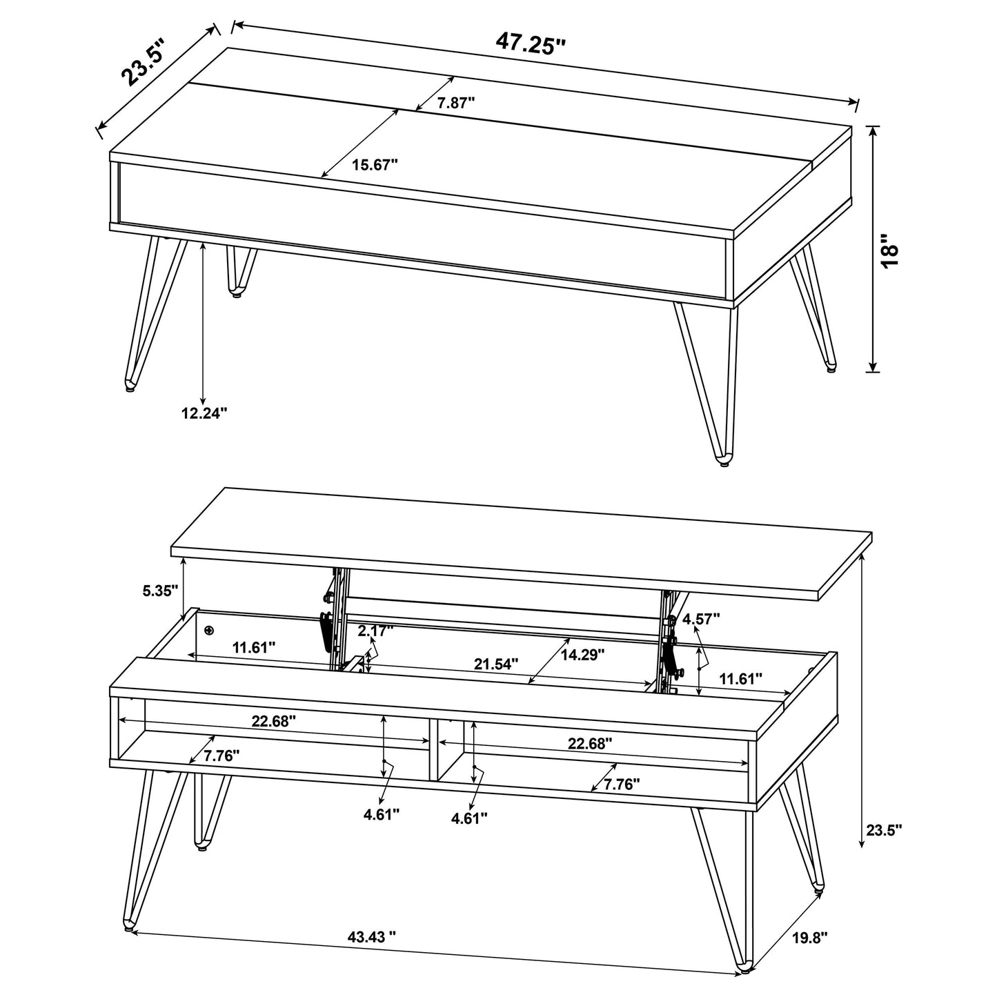 Fanning 2-piece Lift Top Coffee and End Table Set Golden Oak
