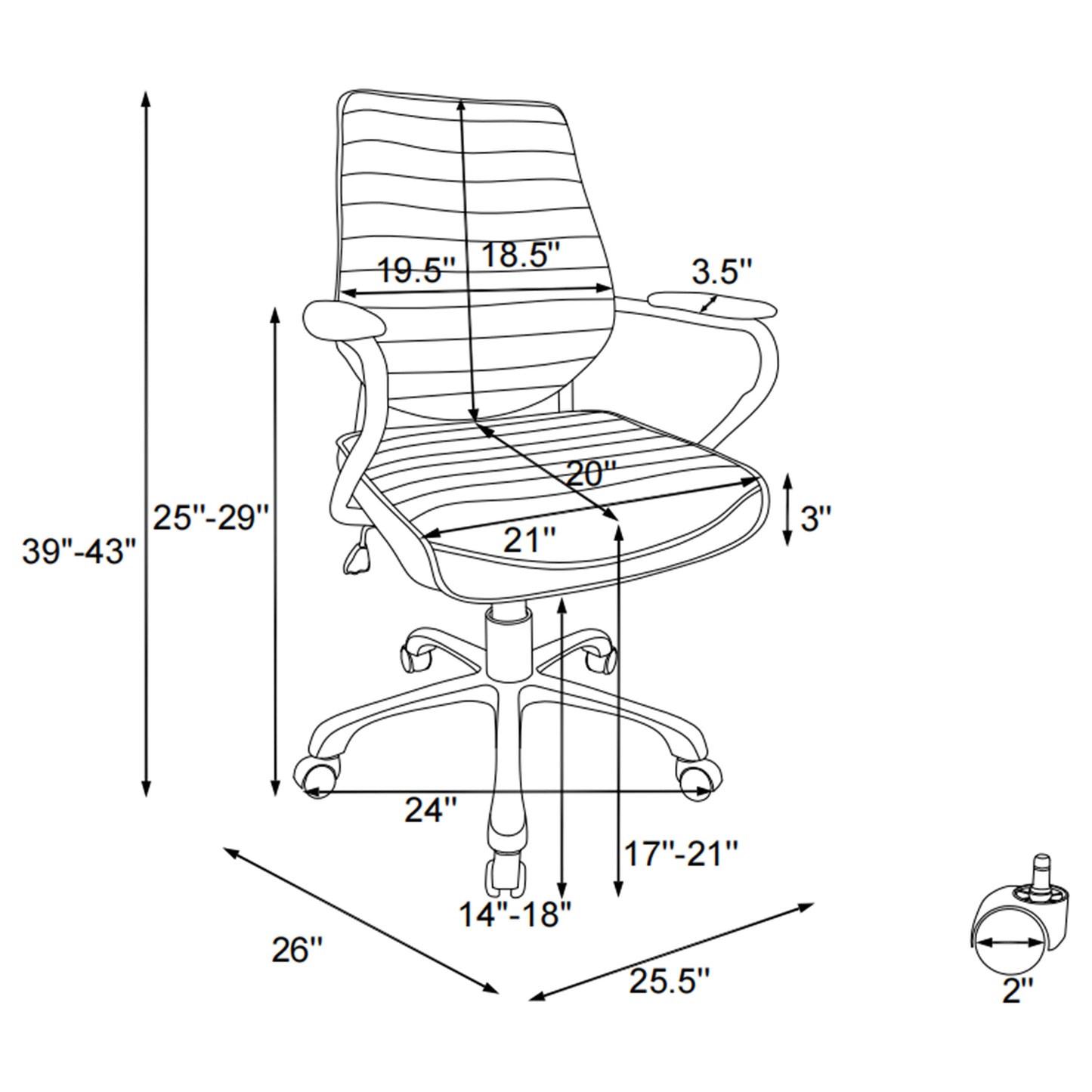 Chase Upholstered Adjustable Home Office Desk Chair Black
