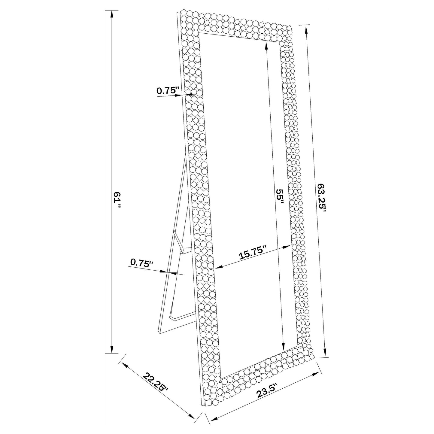 Mckay 24 x 63 Inch Acrylic Frame Standing Mirror Smokey Grey