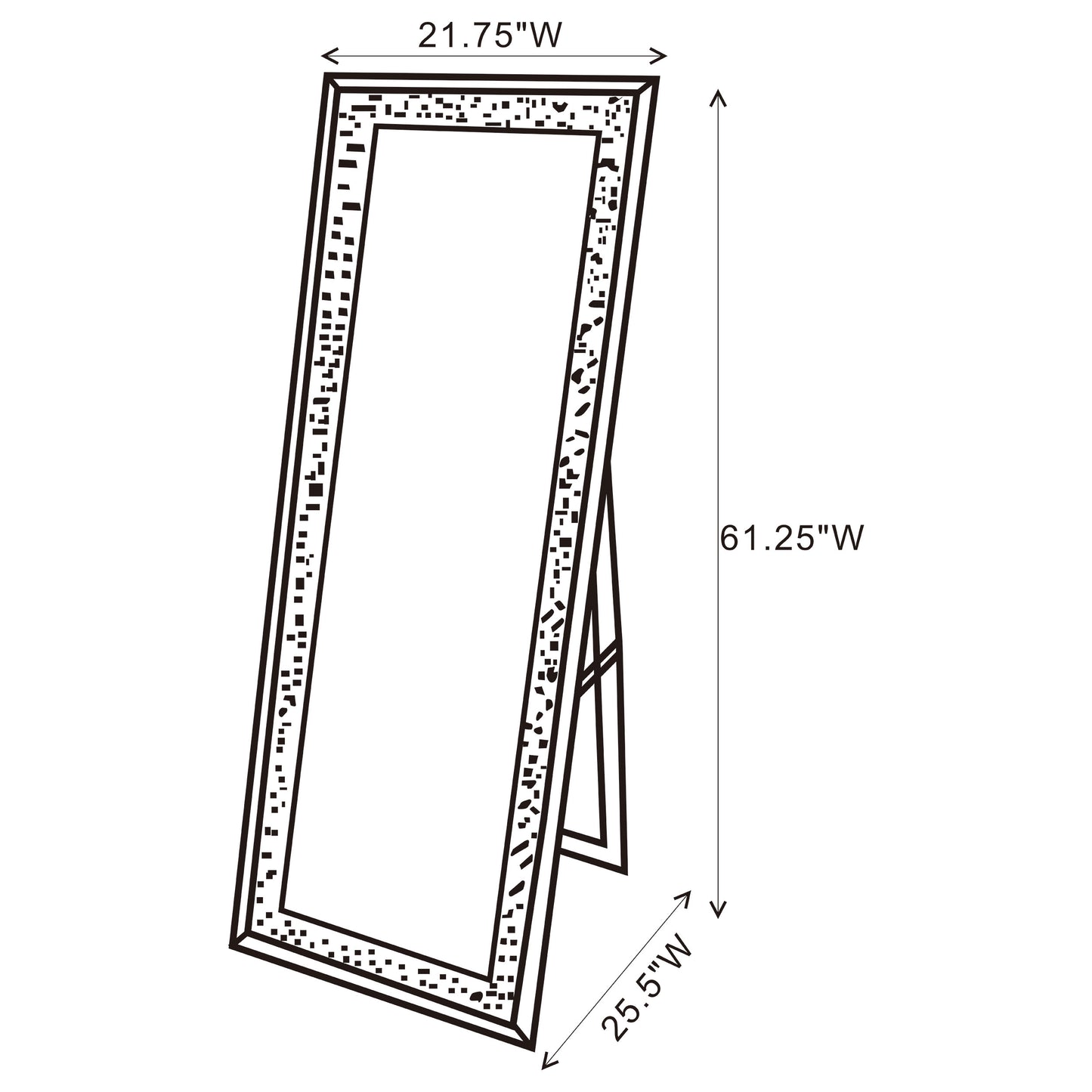 Carisi 22 x 61 Inch Faux Crystal LED Standing Mirror Silver