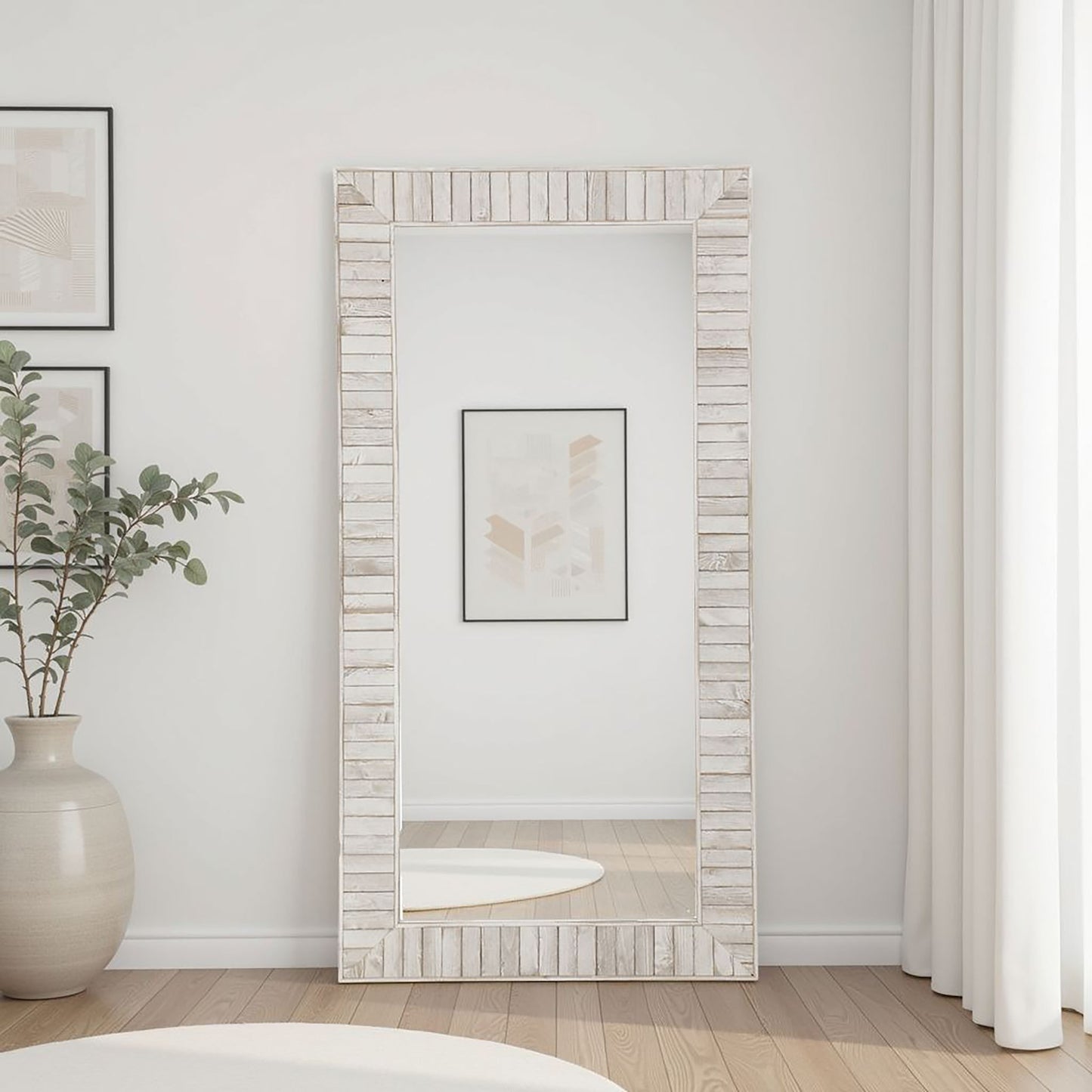 Pino 34 x 68 Inch Wood Framed Floor Mirror White