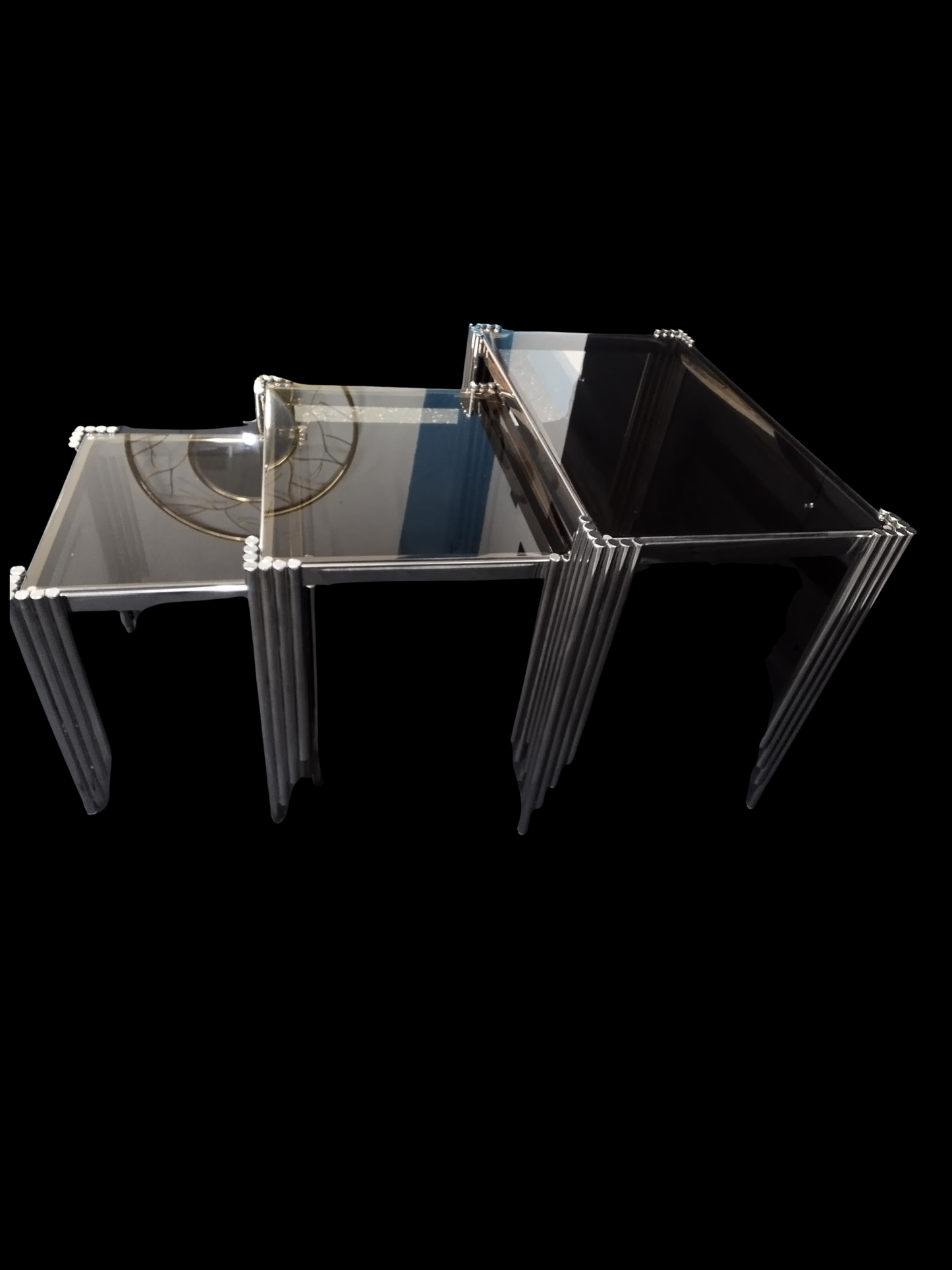 Silver Cascade Fringe Nesting Table Set (3-Piece)