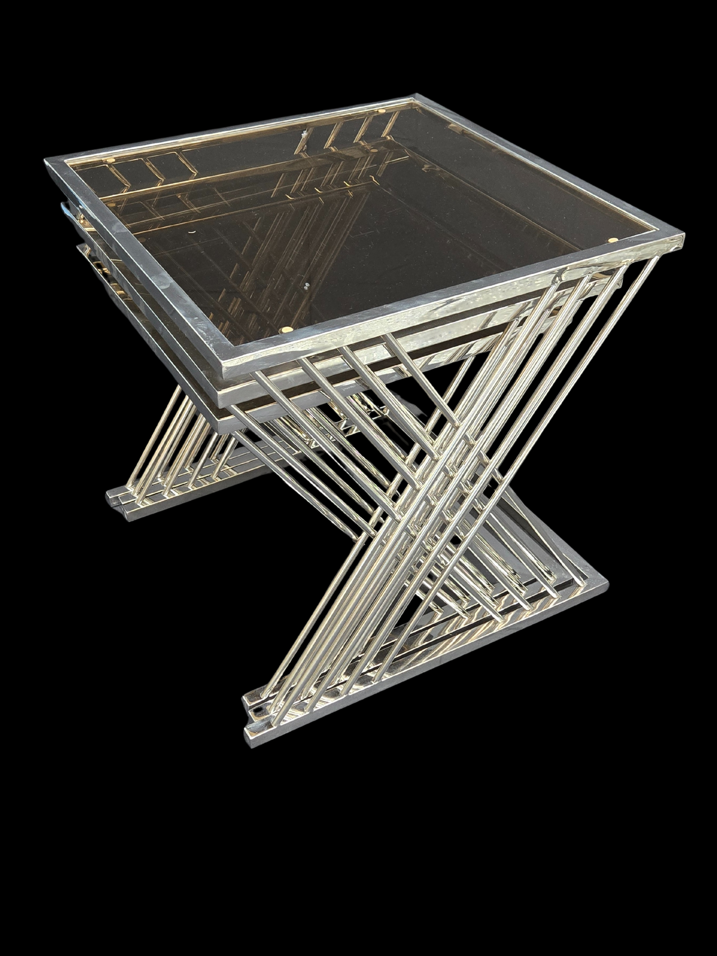 Silver Lattice X Nesting Table Set (3-Piece)