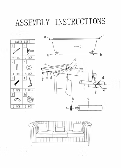 Fara Sofa-Loveseat Set Black/gold