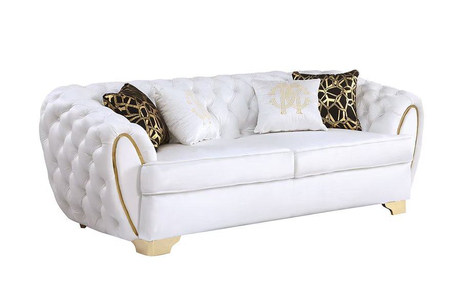 Mila Sofa-Loveseat Set White