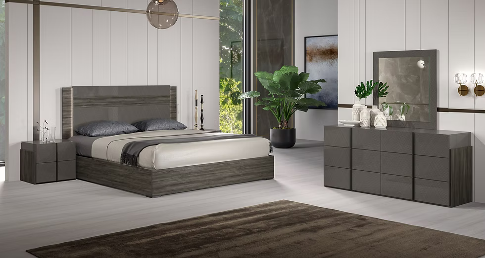 Aryan Collection (Grey) Bedroom Set King set 4 Pc