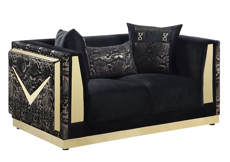 Monaco Sofa-Loveseat Set Black