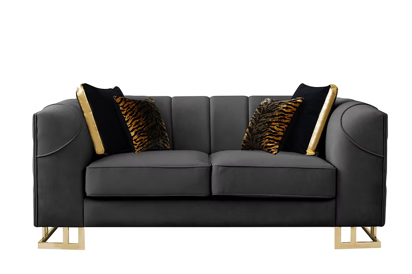 Designer Sofa-Loveseat Set Black