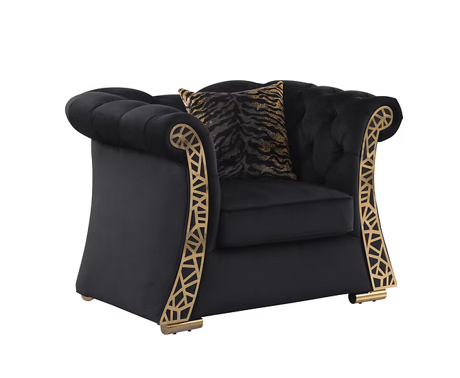 Curamu Sofa-Loveseat-Chair Set Blak