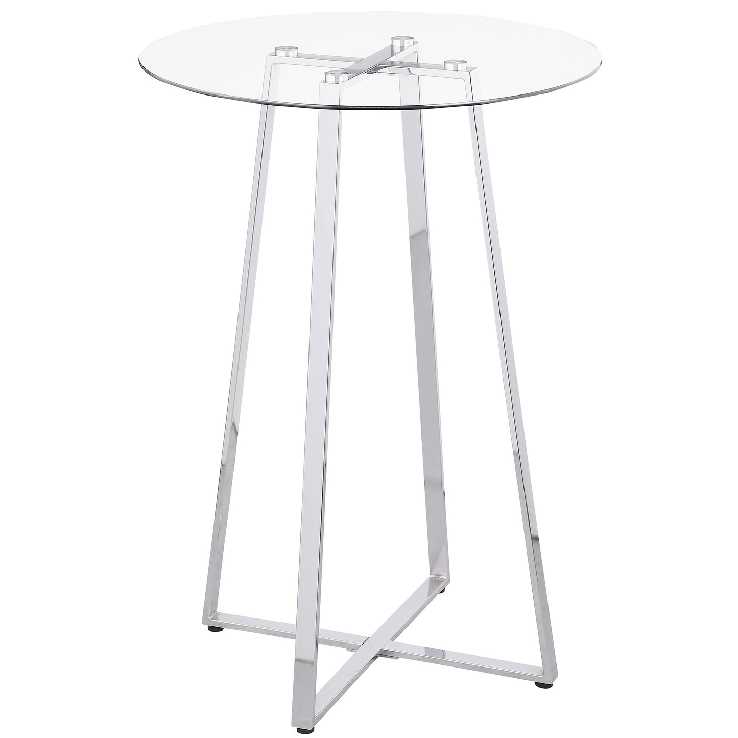 Zanella Round 30-inch Glass Top Bistro Bar Table Chrome