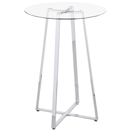 Zanella Round 30-inch Glass Top Bistro Bar Table Chrome