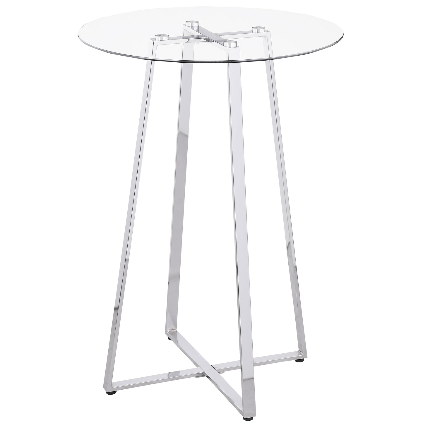 Zanella Round 30-inch Glass Top Bistro Bar Table Chrome