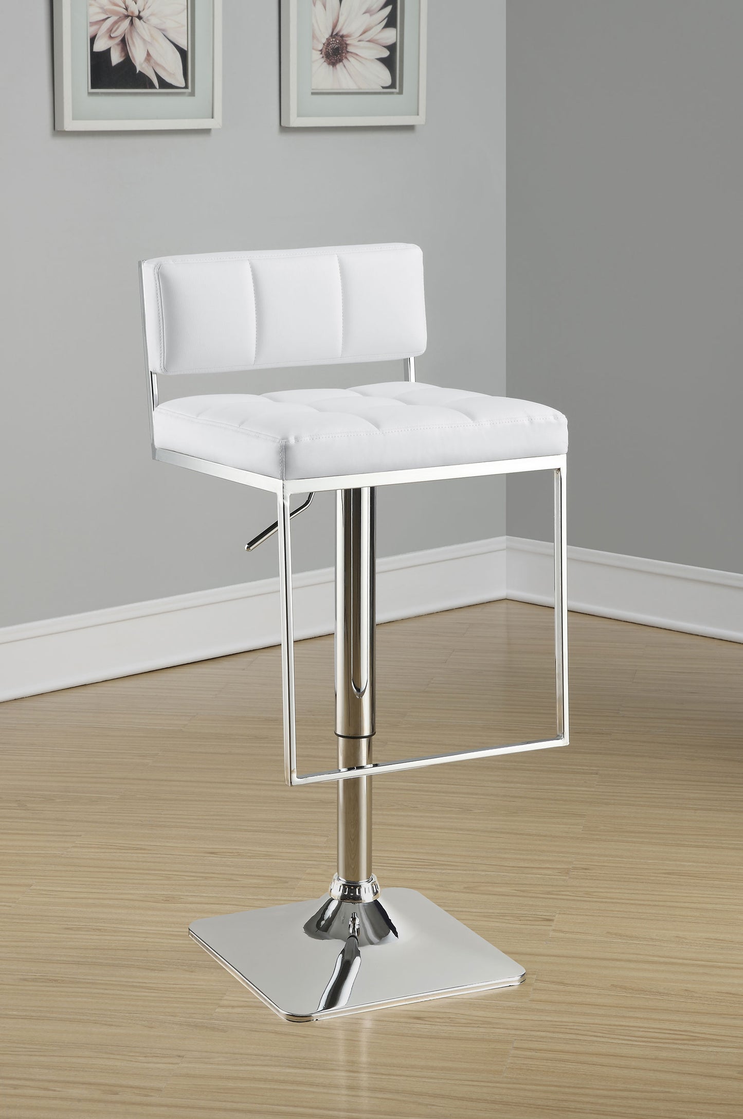 Alameda Adjustable Bar Stool Chrome and White