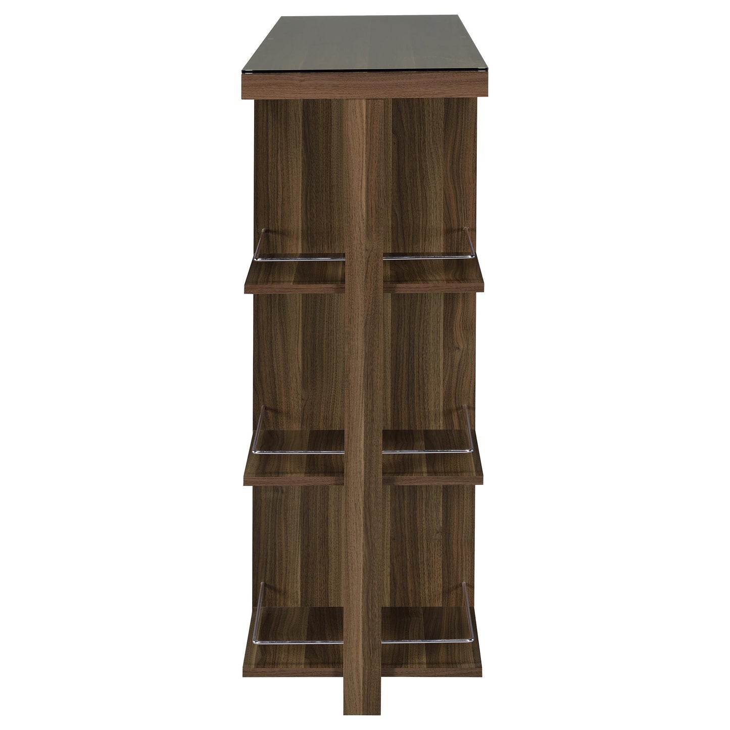 Evelio 6-shelf Glass Top Home Bar Wine Cabinet Walnut
