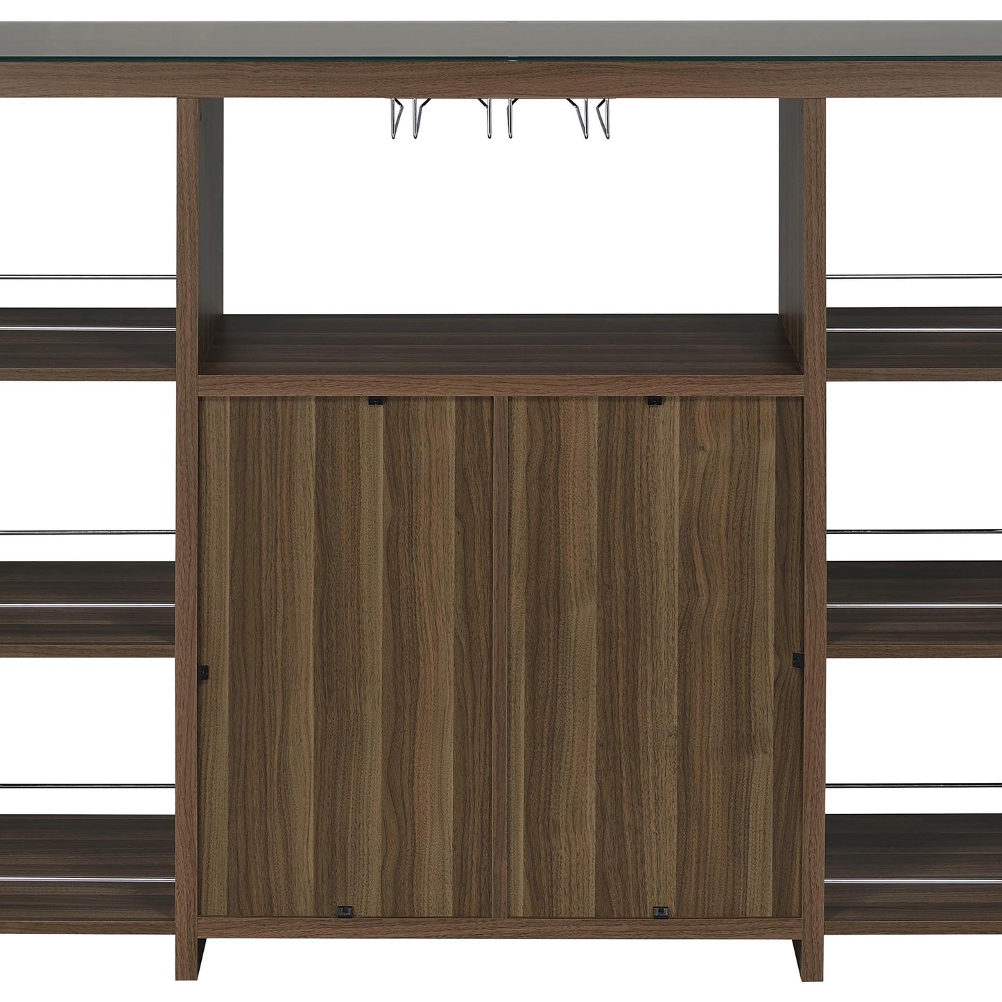 Evelio 6-shelf Glass Top Home Bar Wine Cabinet Walnut