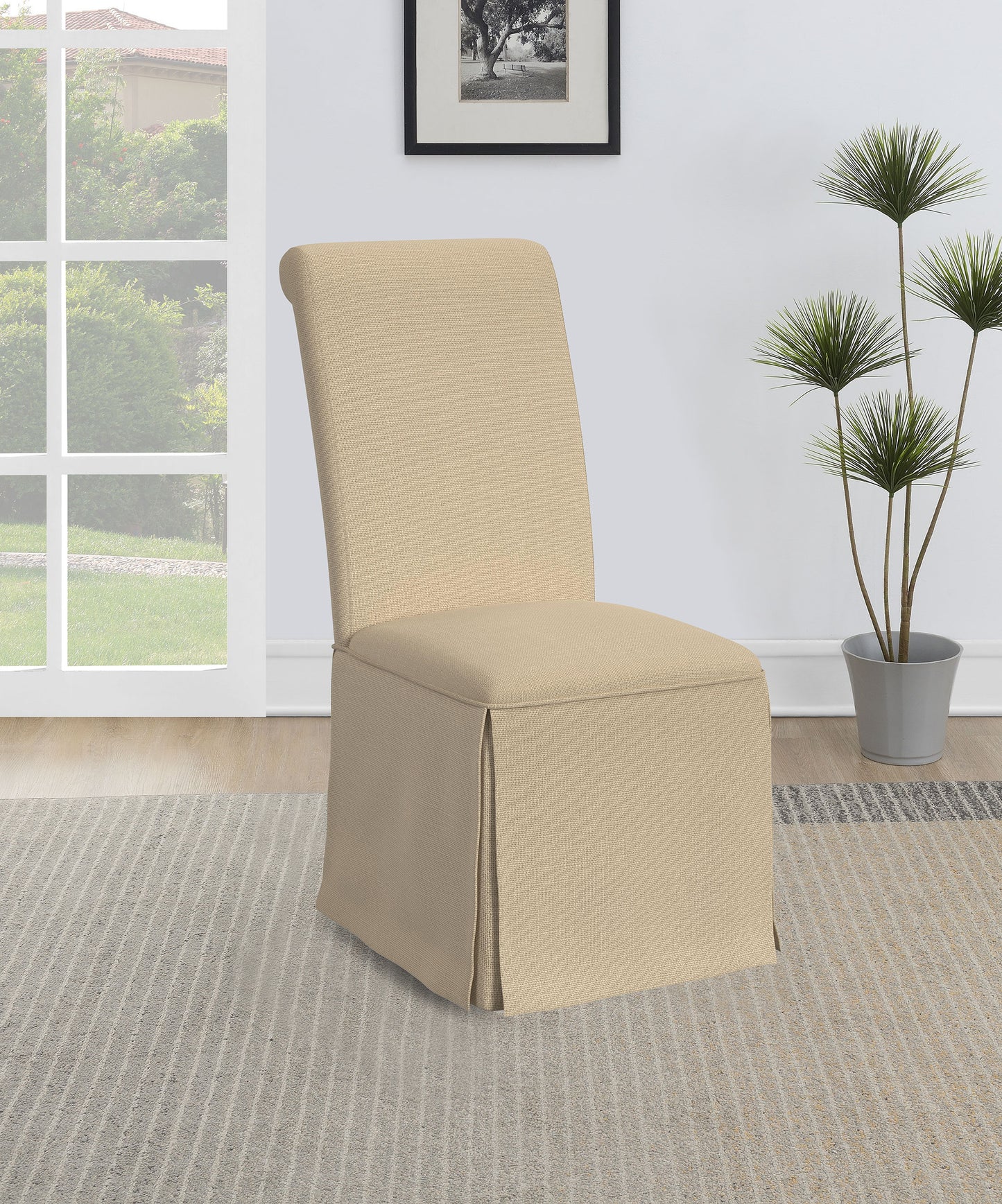 Shawna Upholstered Skirted Side Chair Light Khaki (Set of 2)