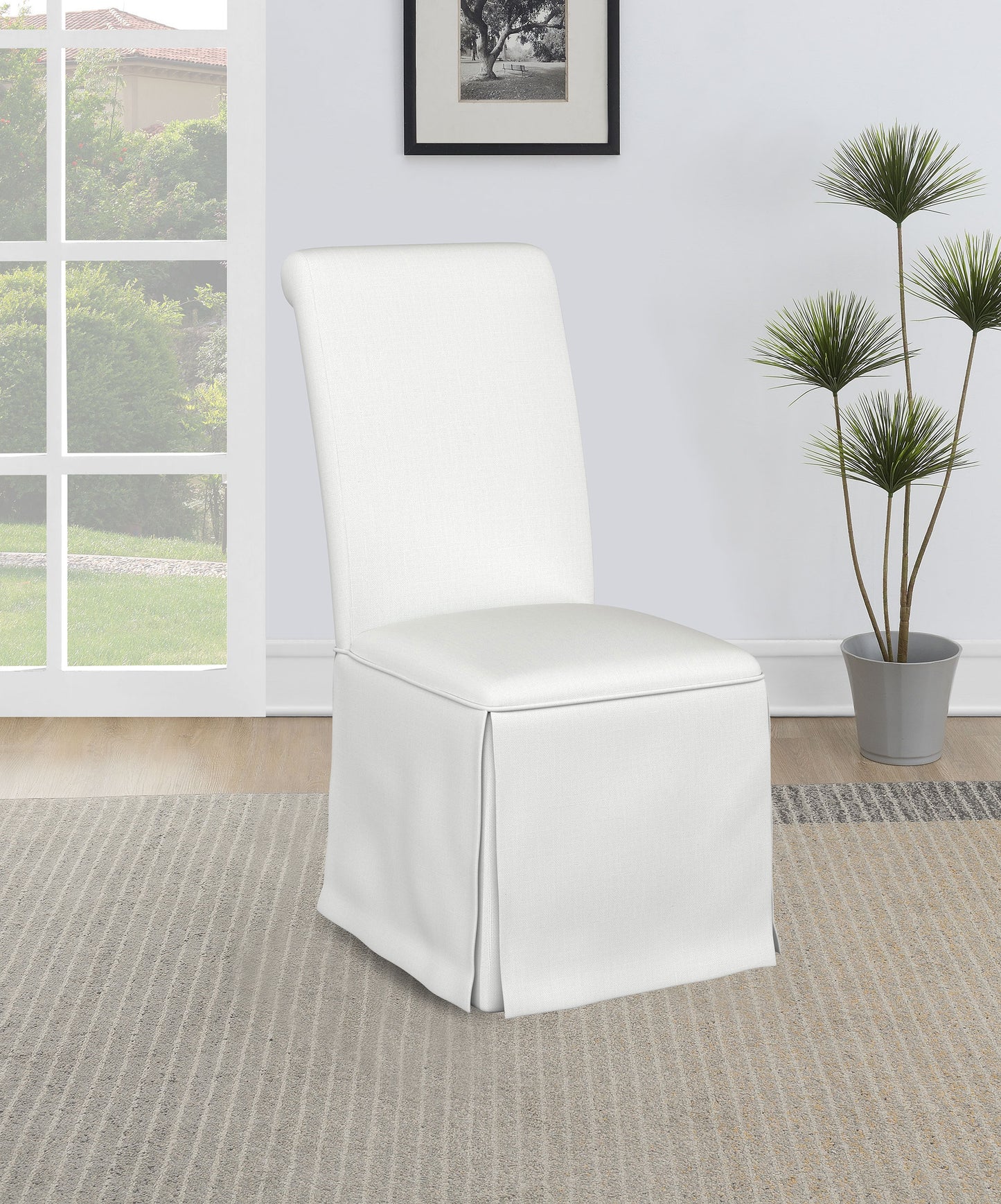 Shawna Upholstered Skirted Side Chair White (Set of 2)