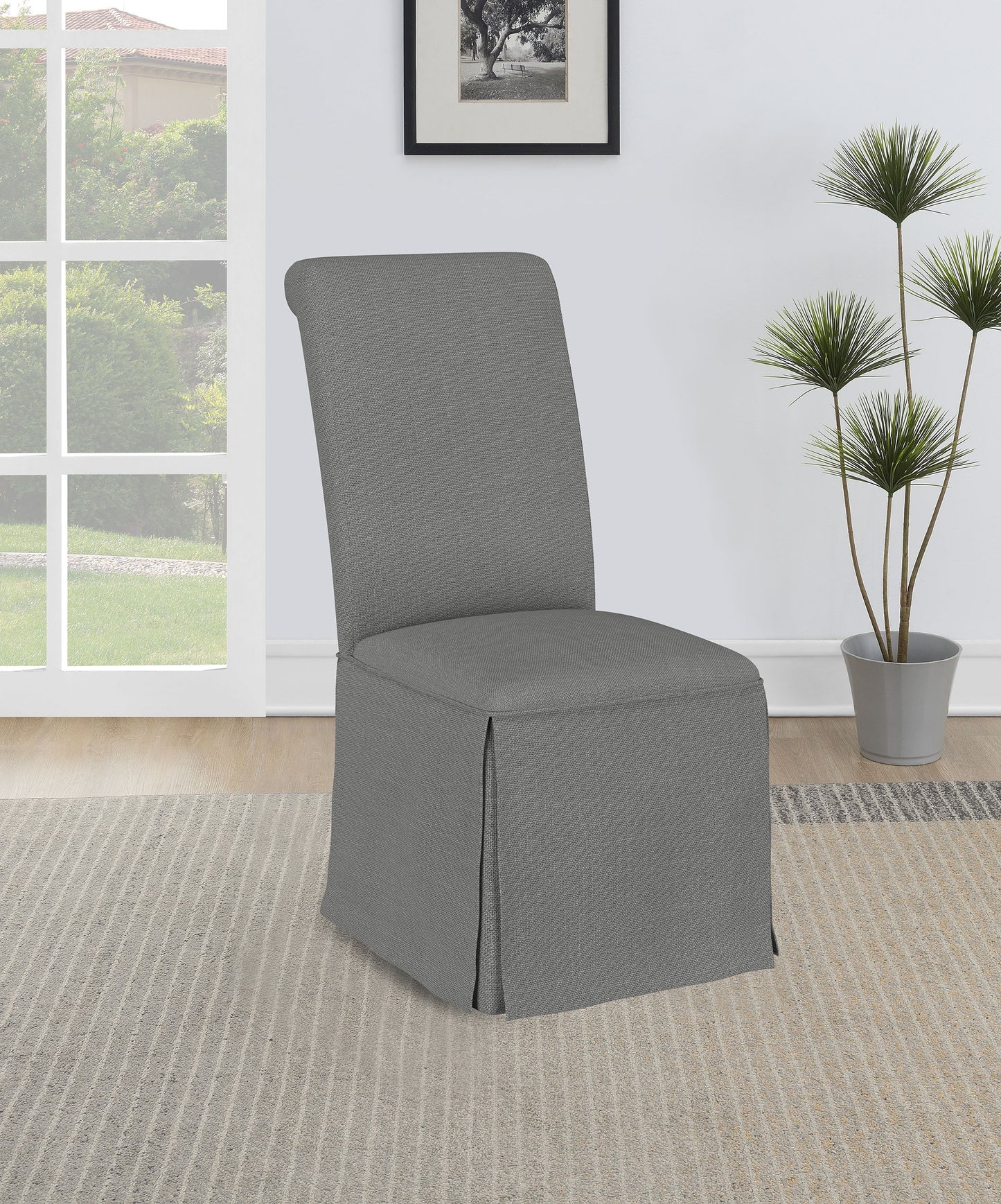 Shawna Upholstered Skirted Side Chair Light Grey (Set of 2)