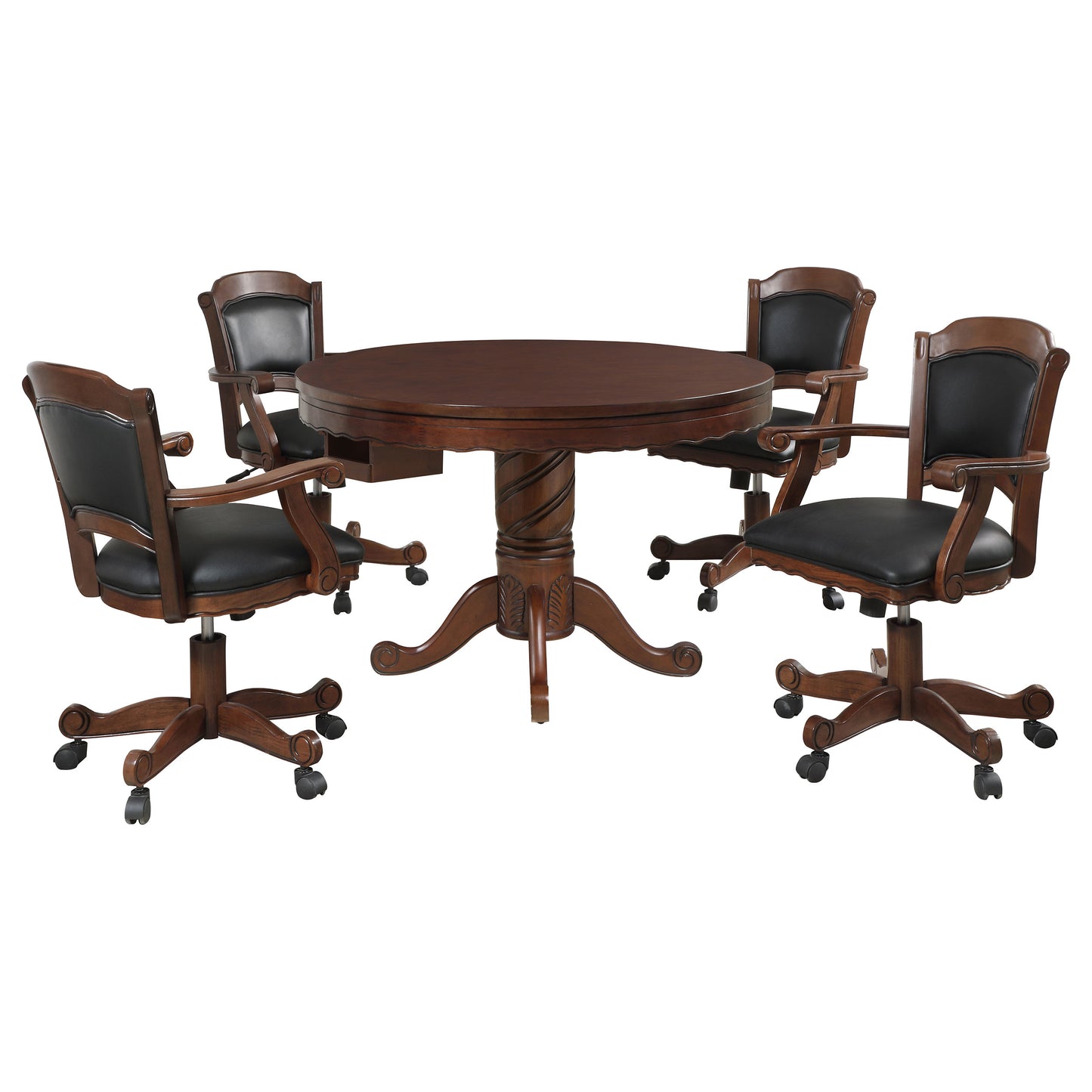Turk 5-piece 3-in-1 Dining and Game Table Set Tobacco