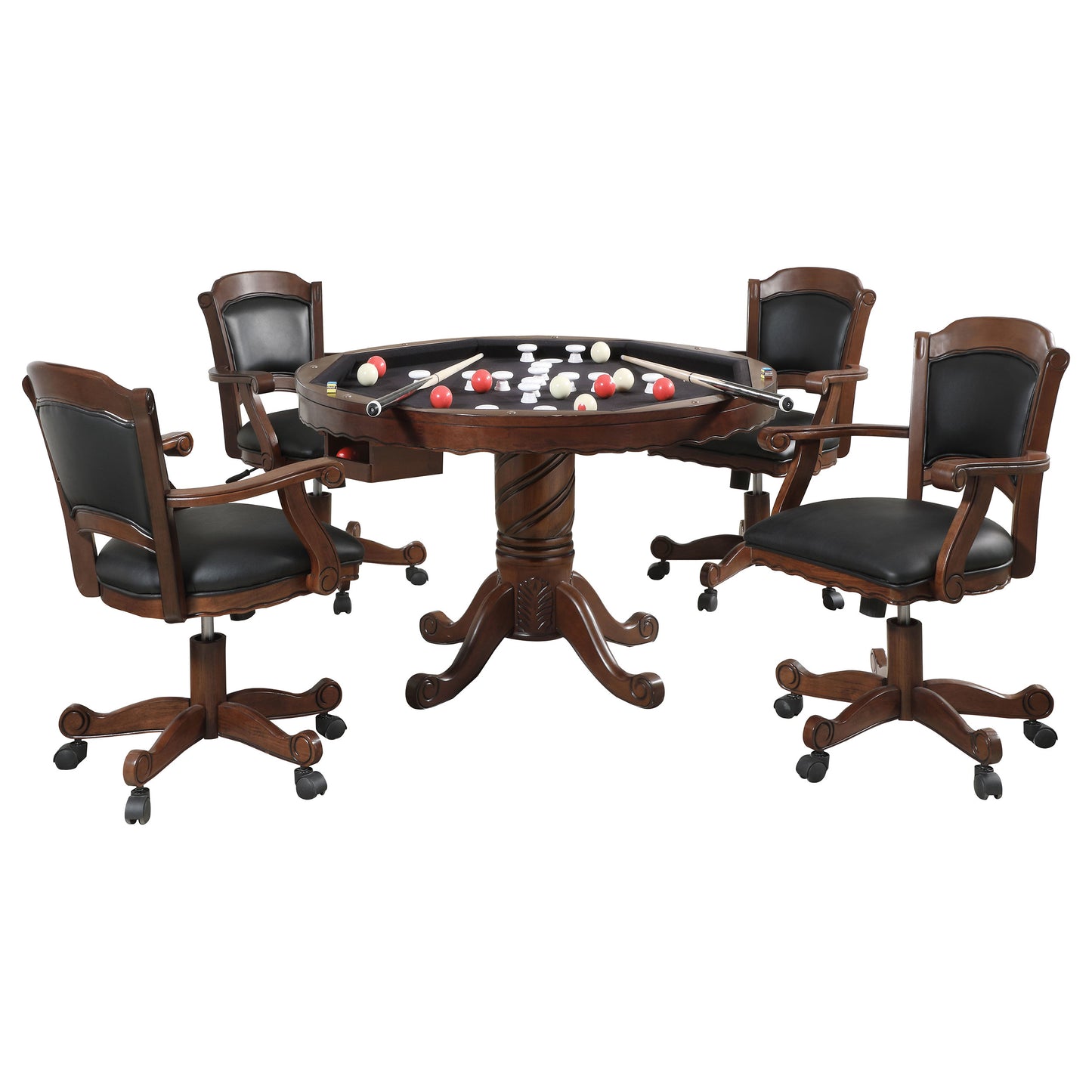 Turk 5-piece 3-in-1 Dining and Game Table Set Tobacco