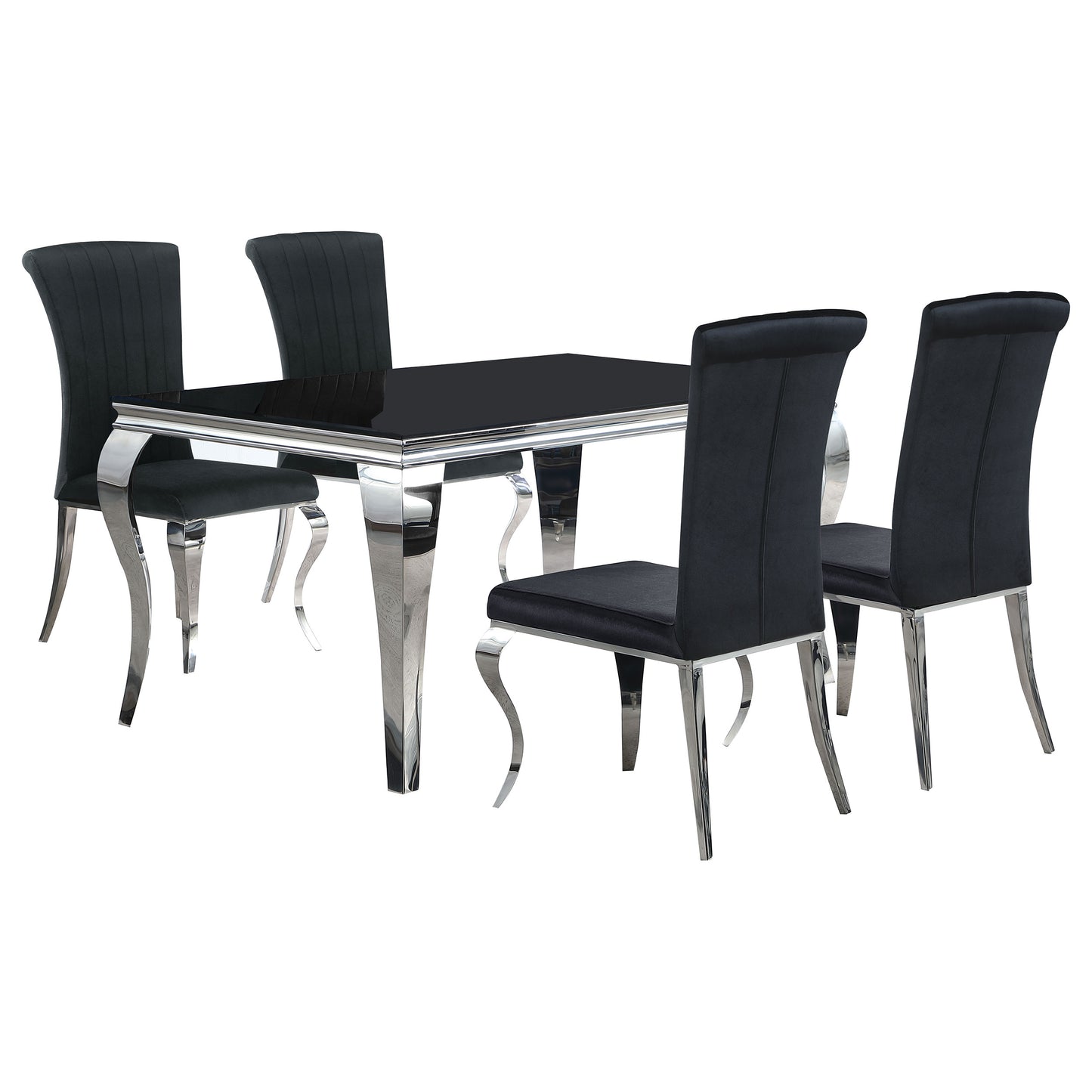Carone 5-piece 61-inch Rectangular Black Glass Dining Set Black