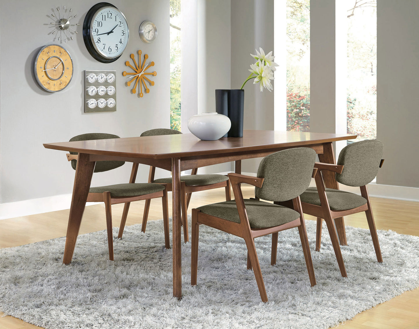 Malone 5-piece Rectangular Dining Table Set Dark Walnut