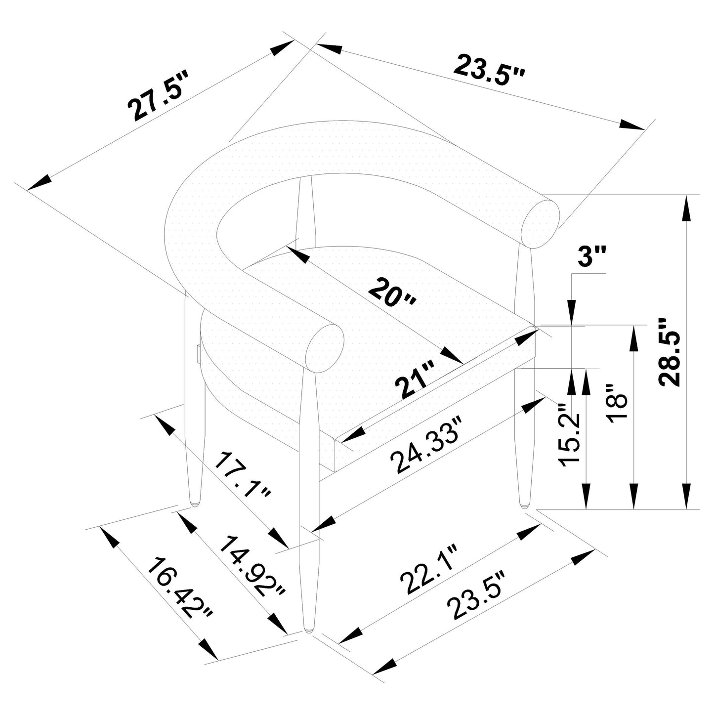 Dunmore Boucle Upholstered Dining Arm Chair Cream (Set of 2)