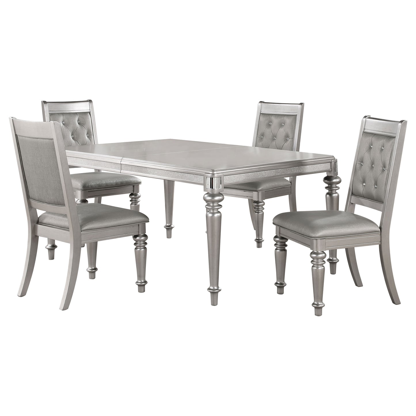Bling Game 5-piece Rectangular Dining Set Metallic Platinum