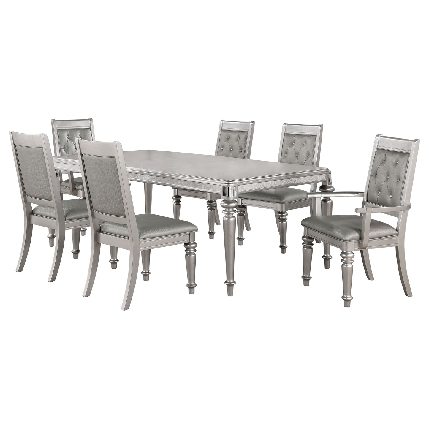 Bling Game 7-piece Rectangular Dining Set Metallic Platinum