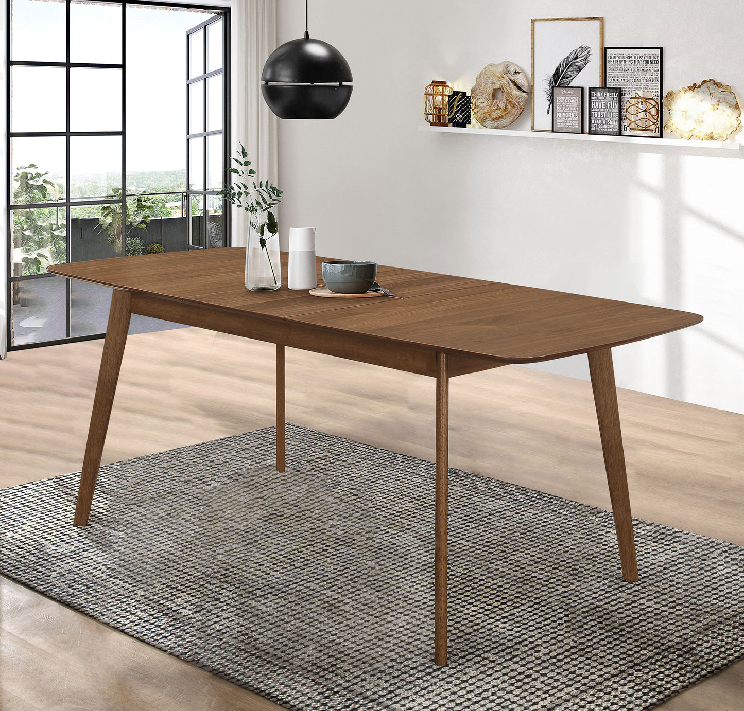 Redbridge 75-inch Extension Leaf Dining Table Natural Walnut