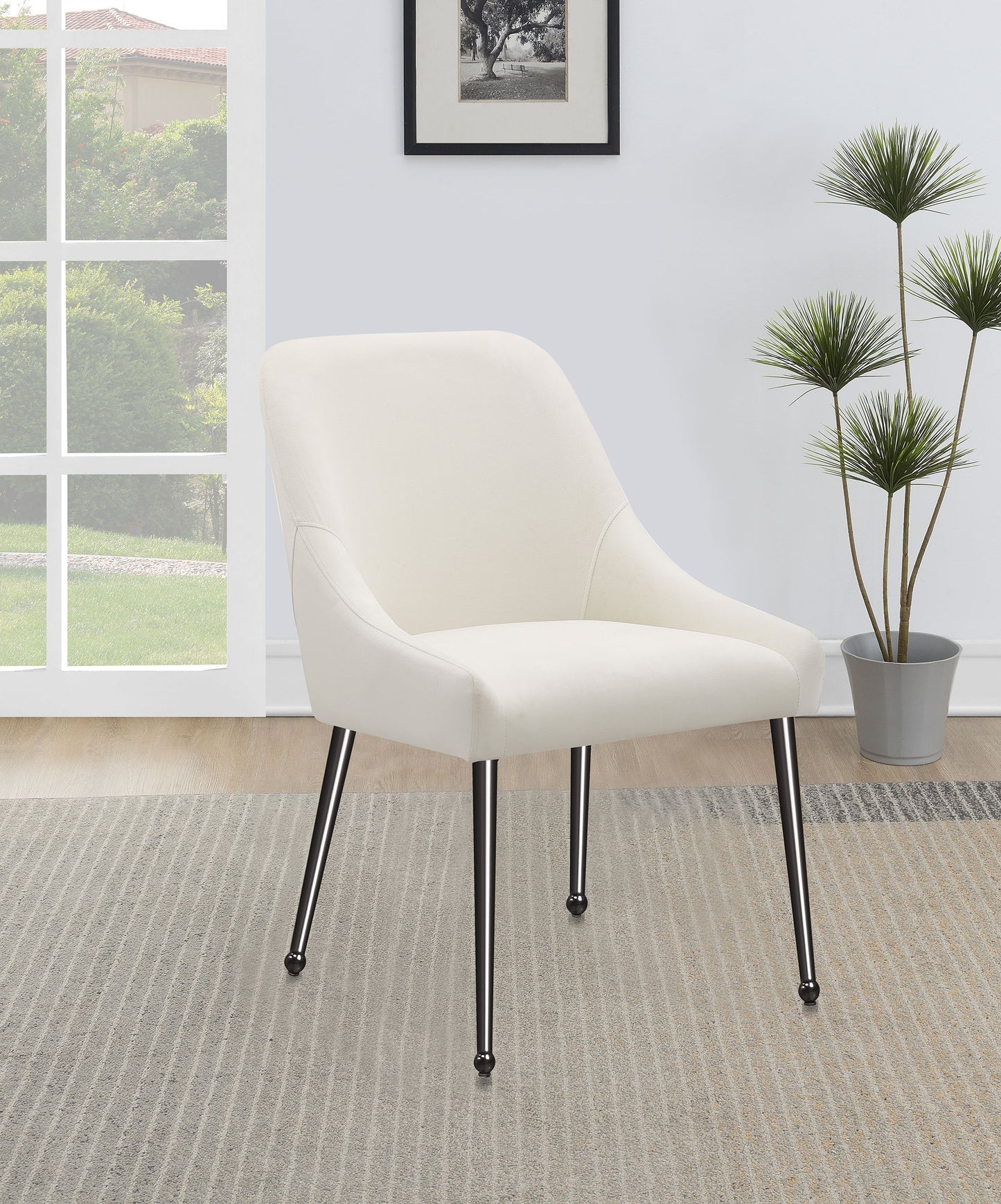 Mayette Upholstered Dining Side Chair Ivory (Set of 2)
