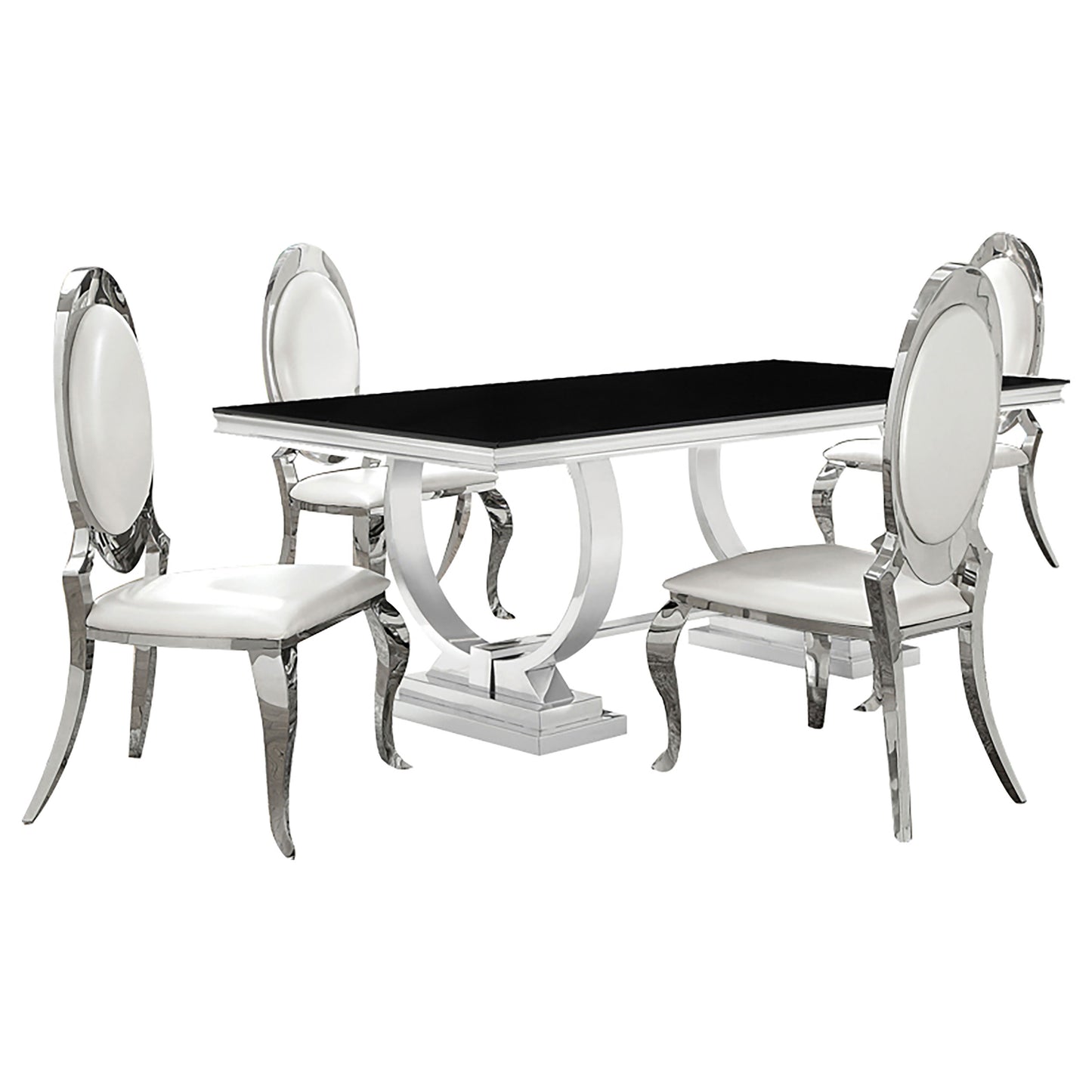 Antoine 5-piece Rectangular Glass Top Dining Set Chrome