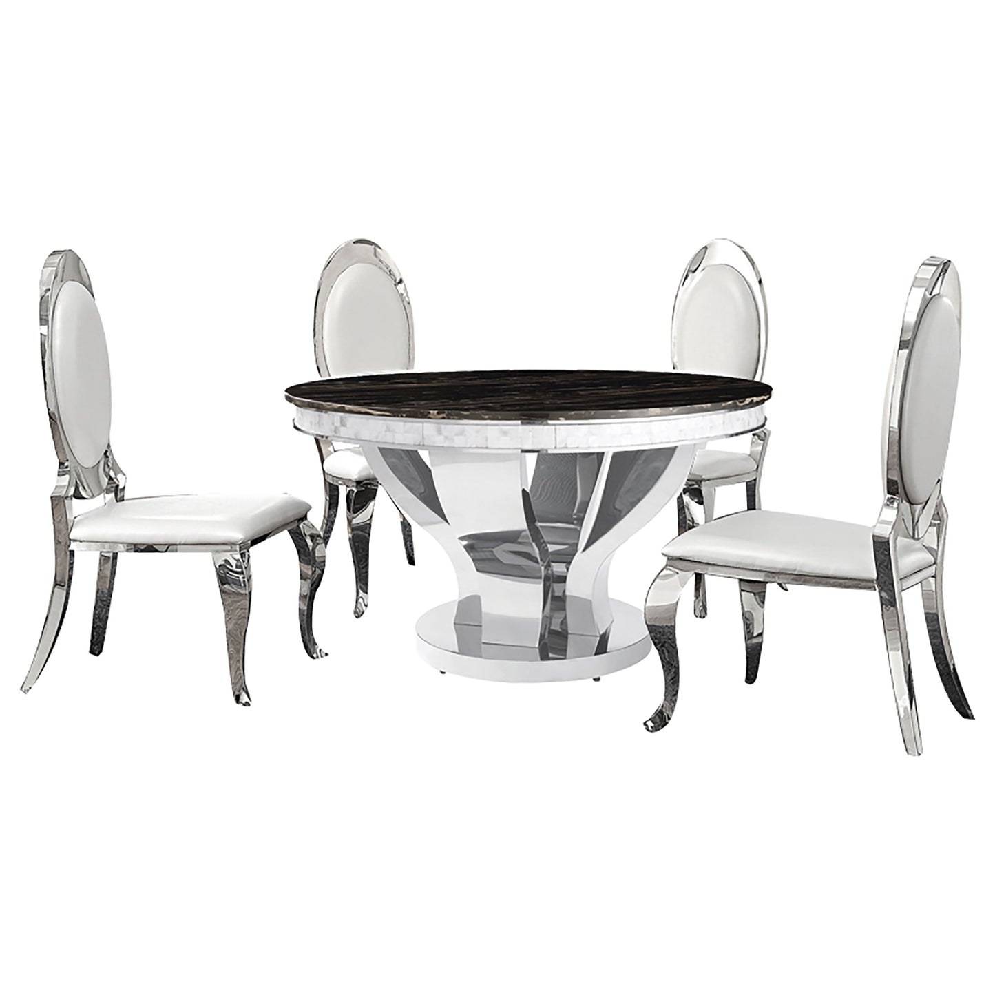 Anchorage 5-piece Round Stainless Steel Dining Set Chrome