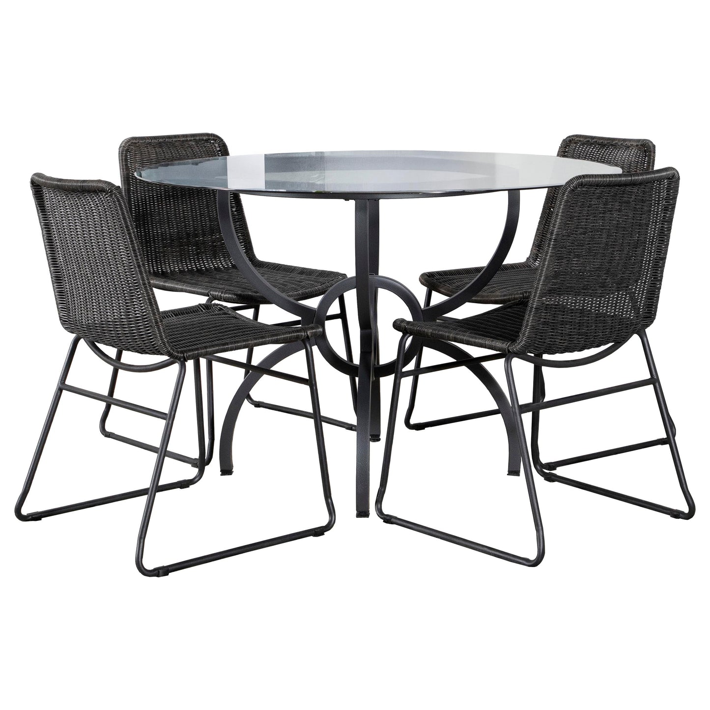 Aviano 5-piece Round Glass Top Dining Table Set Gunmetal