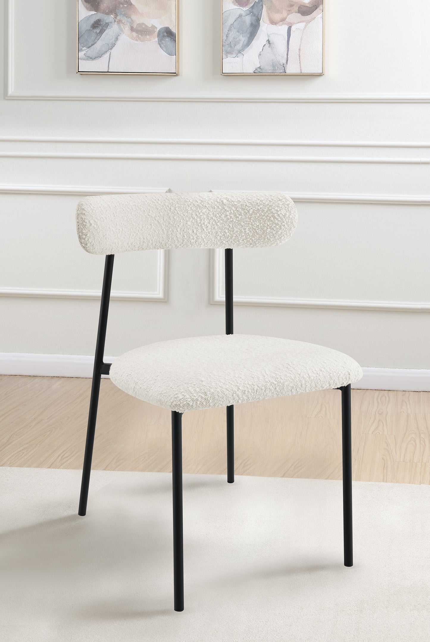 Anzio Boucle Upholstered Dining Side Chair White (Set of 2)